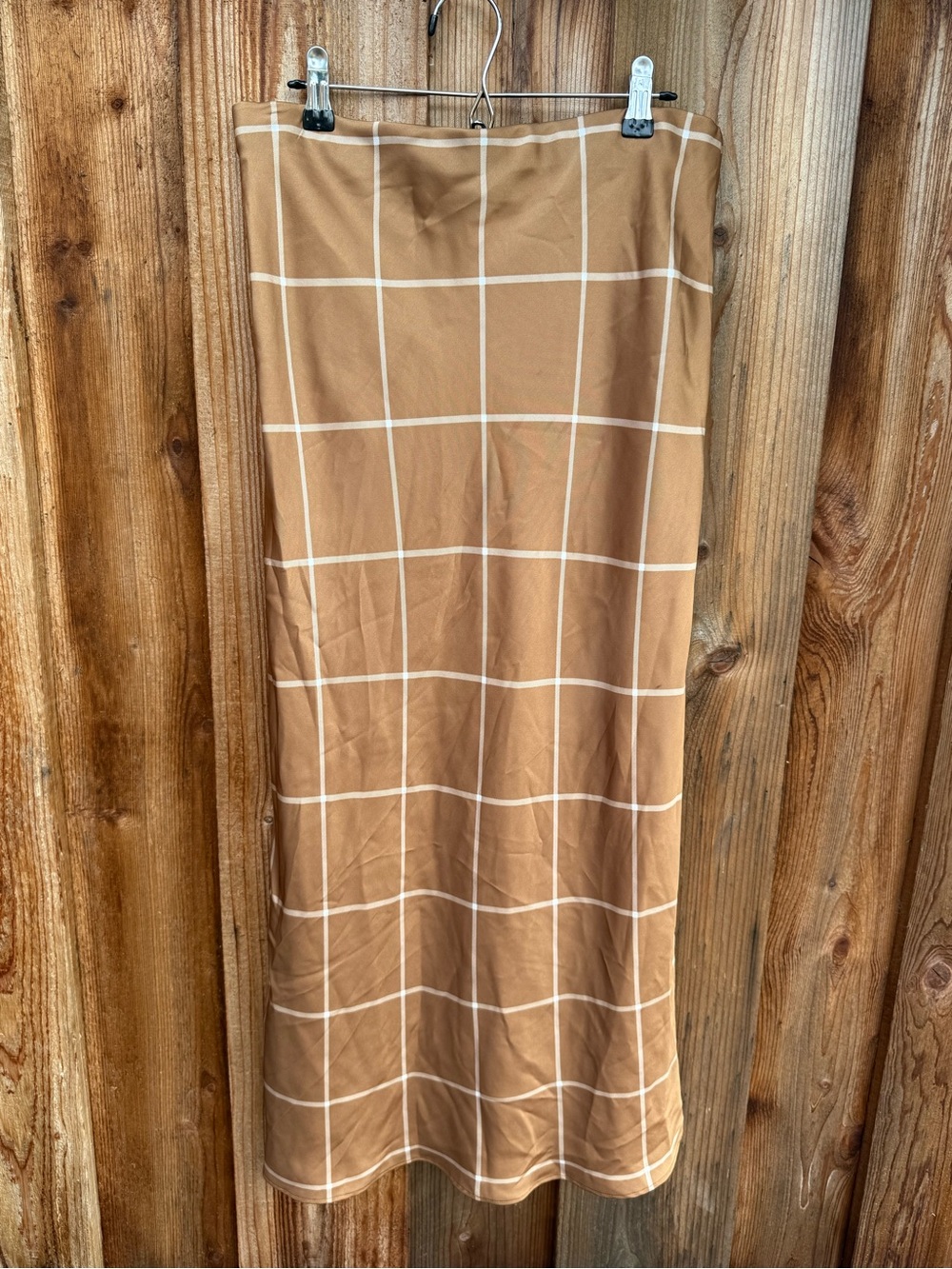 Vineyard Vines Camel Windowpane Maxi Skirt